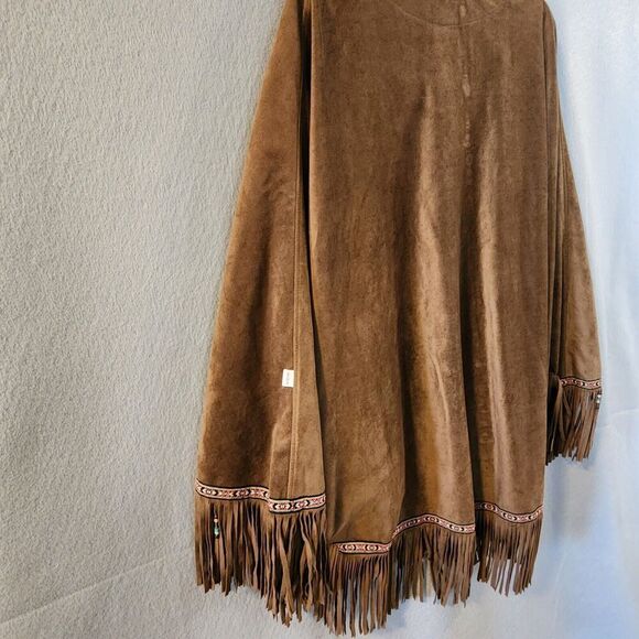 VTG Milton Funwear Poncho Adult Women L / XL Boho Native Indian Feather Costume - Picture 3 of 14